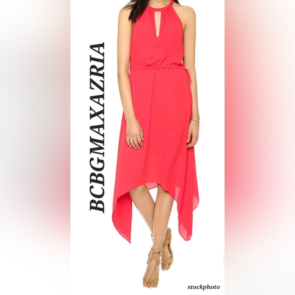 BCBG MaxAzria Lipstick Red Silky Keelie Flowy Party Dress Womens Size XS NWT